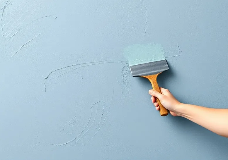 Application d'un enduit décoratif à la lisseuse sur un mur