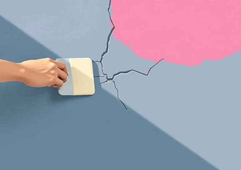 Ponçage et rebouchage des fissures avant mise en peinture